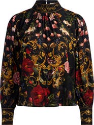 Alice + Olivia Marion Mock Neck Floral Blouse