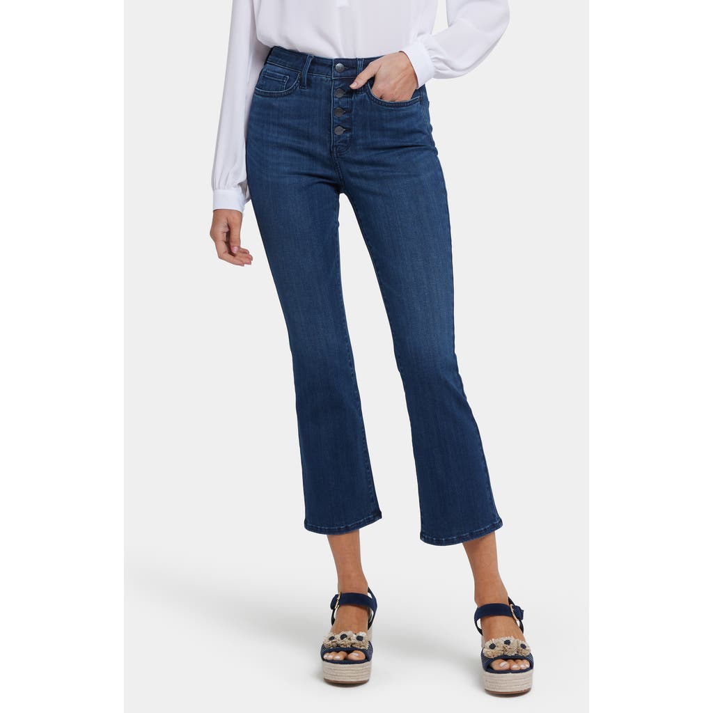 Nydj Billie Exposed Button High Waist Ankle Mini Bootcut Jeans In Ibiza Blues