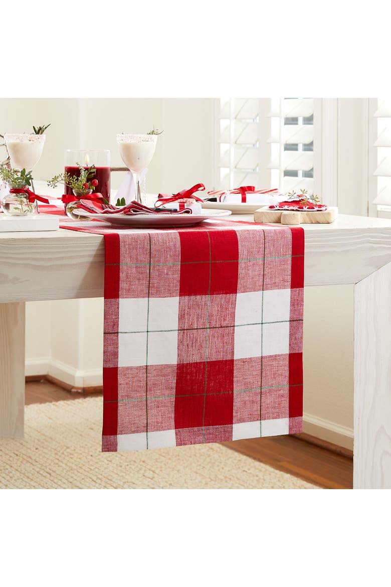 Linen Table Runner - Very Merry Plaid, Alternate, color, Very Merry