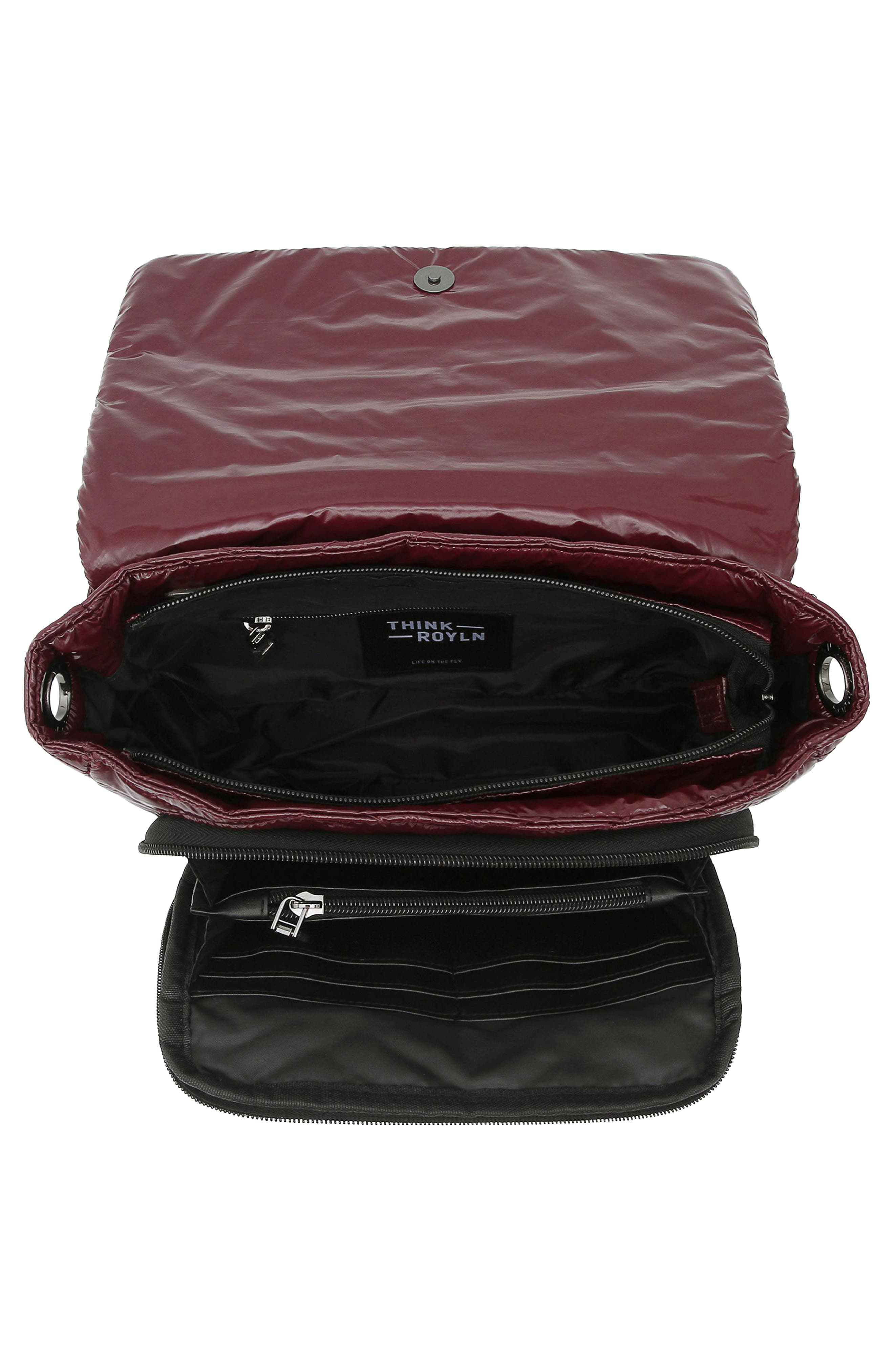 The Muse Moto Quilting Flap Shoulder Bag, Alternate, color, GLOSSY DEEP BURGUNDY