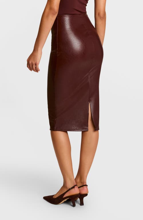 Commando Faux Leather Midi Skirt In Burgundy