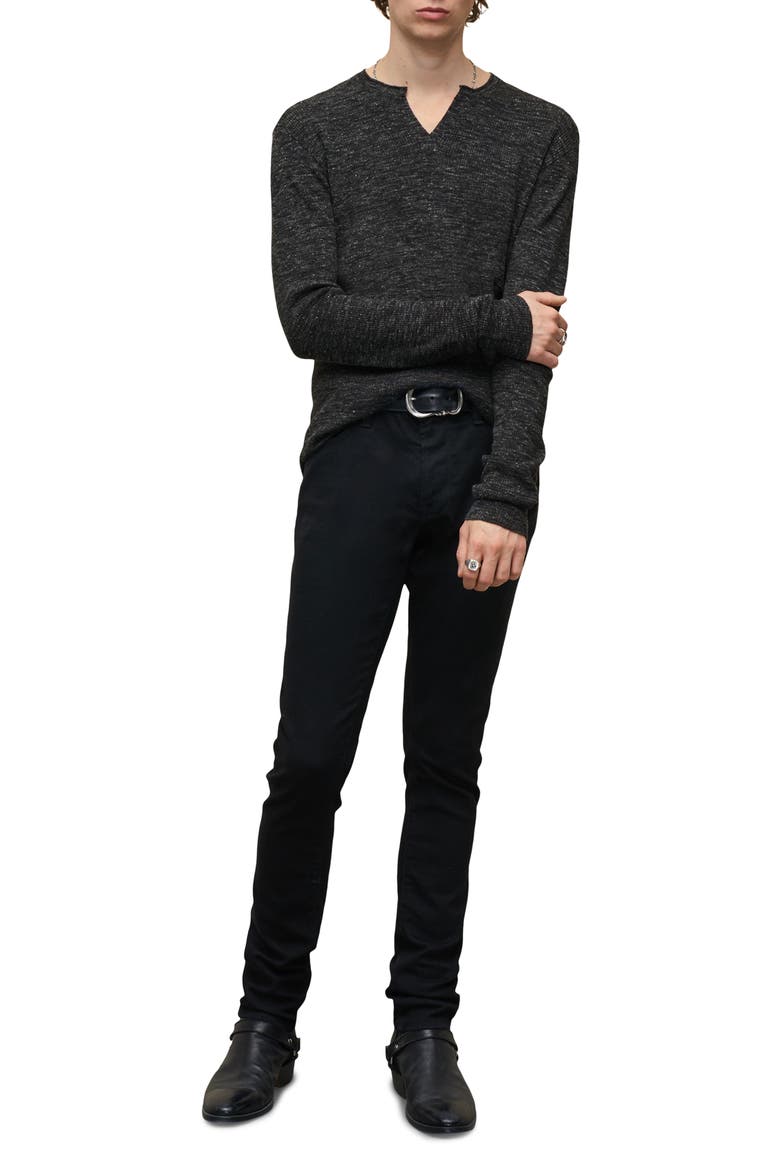 Travis Rib Split Neck Henley, Alternate, color, BLACK
