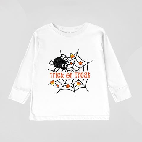 Trick or Treat Spiderweb Glitter Toddler Long Sleeve Graphic Tee