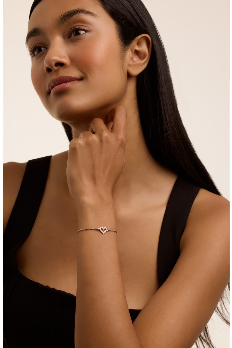 Amorita Halo Heart Bracelet, Alternate, color, SILVER TONE/ CLEAR CRYSTAL