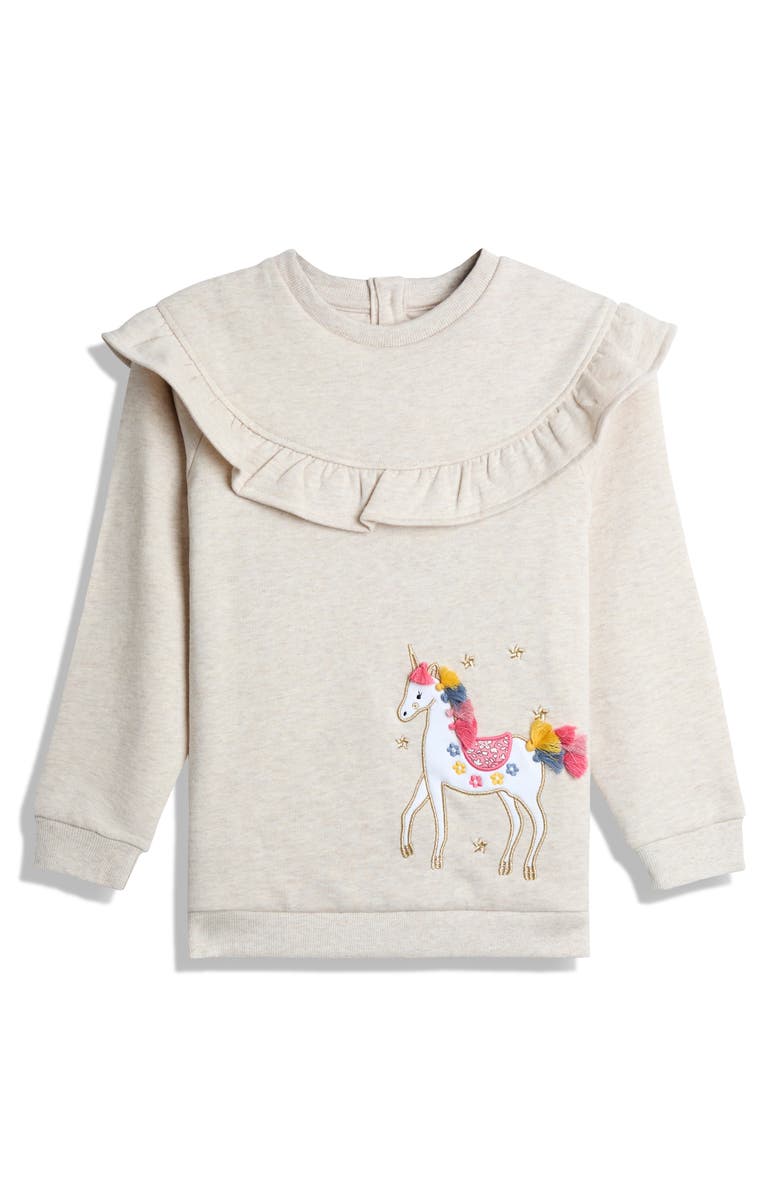 JOJO MAMAN BEBE Kids' Unicorn Appliqué Sweatshirt & Leggings Set, Alternate, color, Marl Grey