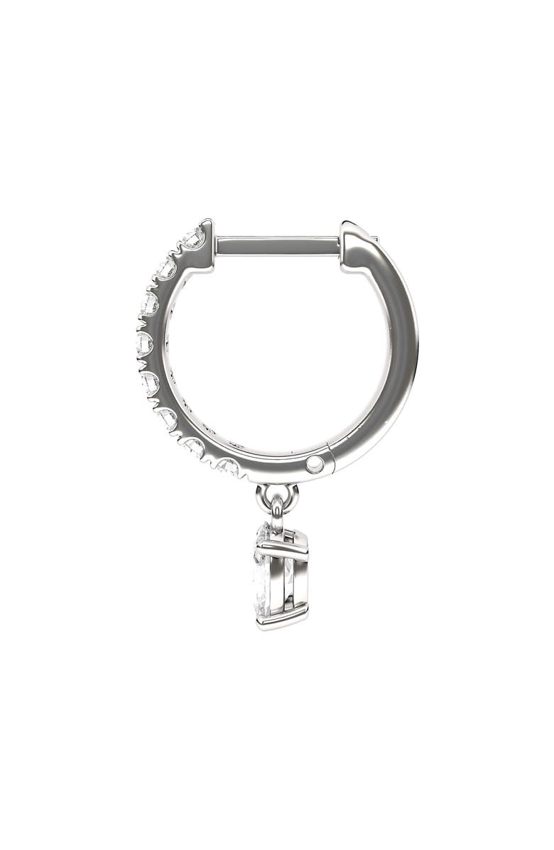 HauteCarat Lab Created Diamond Drop Huggie Hoop Earrings, Alternate, color, 18K White Gold