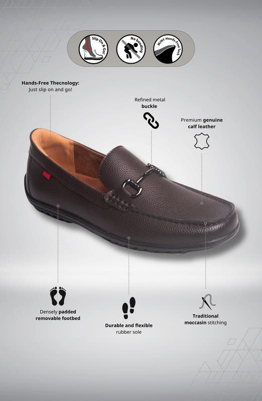 Elliot Road Hands Free Technology Leather Slip on Buckle Loafer, Alternate, color, Mocha Grainy Leather