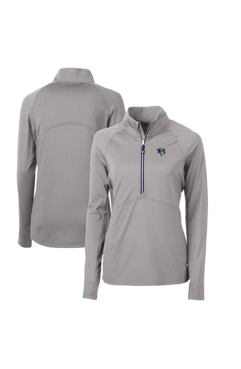 Cutter & Buck Women's Cutter & Buck Gray Gwinnett Stripers Adapt Eco Knit Stretch Recycled Half-Zip Top, Main, color, 