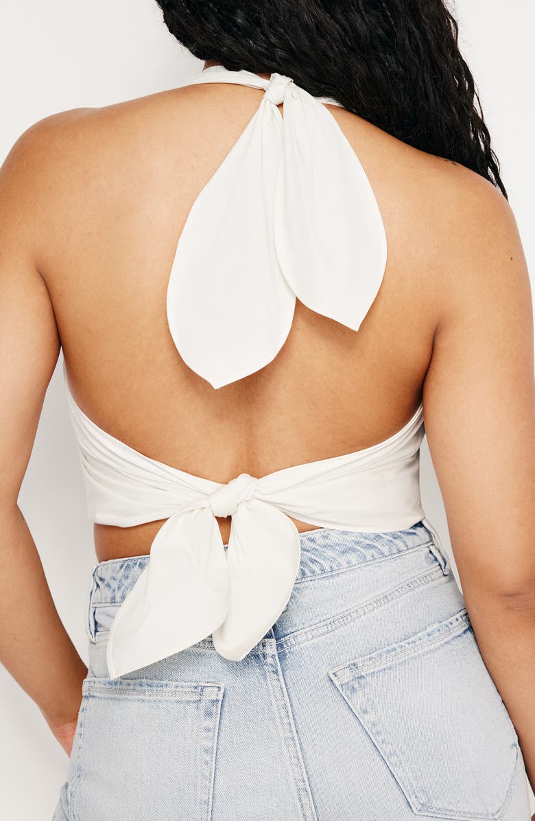 Good American Halter Tie Back Stretch Poplin Vest, Alternate, color, 