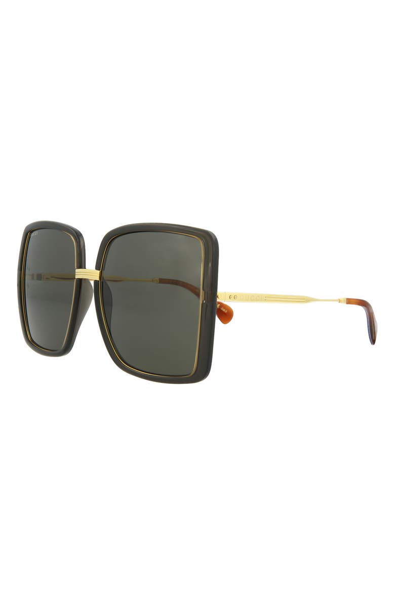 Gucci 60mm Oversize Butterfly Sunglasses, Alternate, color, Grey Gold Grey