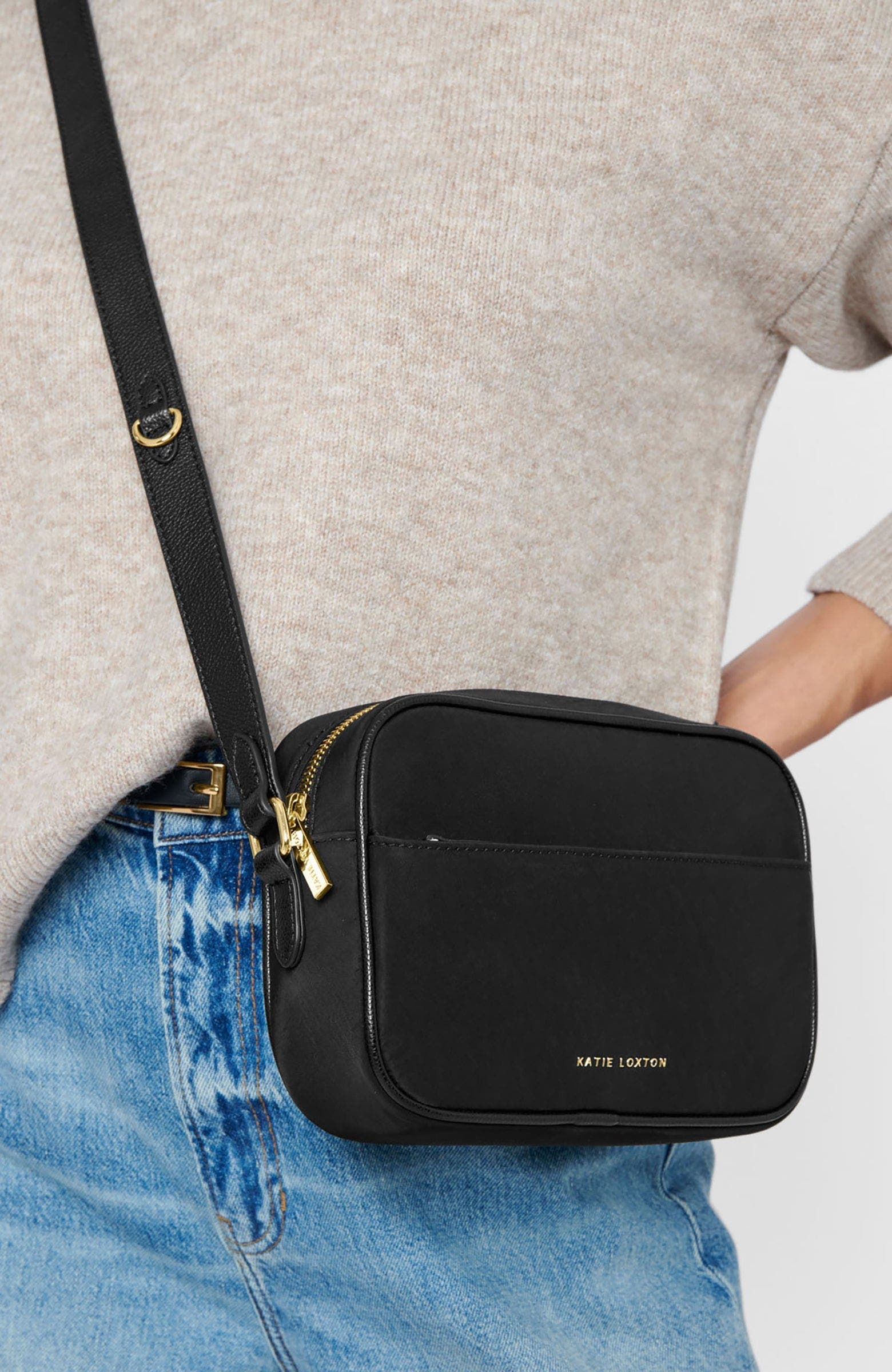 Katie Loxton Nylon-Luxe Crossbody Bag, Alternate, color, Black