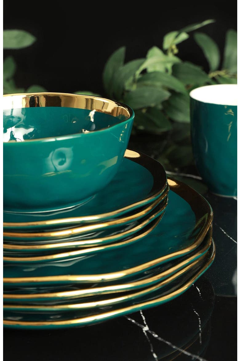 Florian Porcelain 16-Piece Dinnerware Set, Alternate, color, Green
