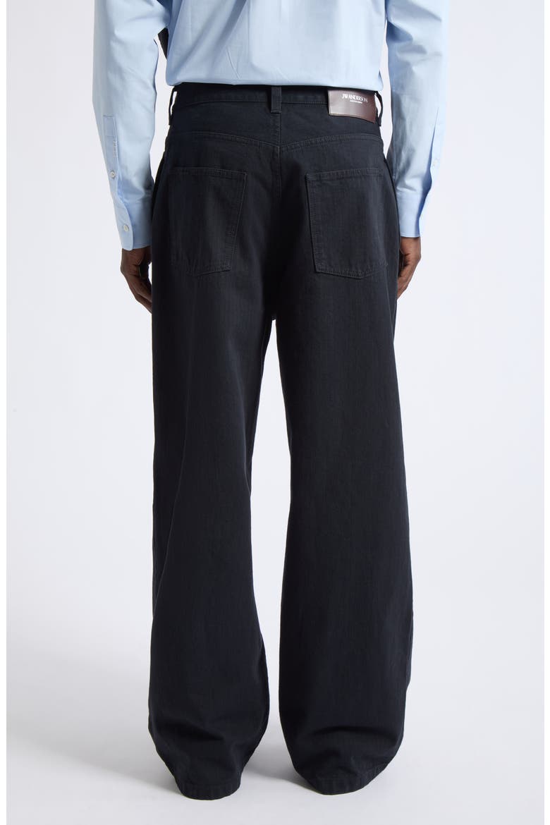 Single Pleat Cotton Trousers, Alternate, color, BLACK