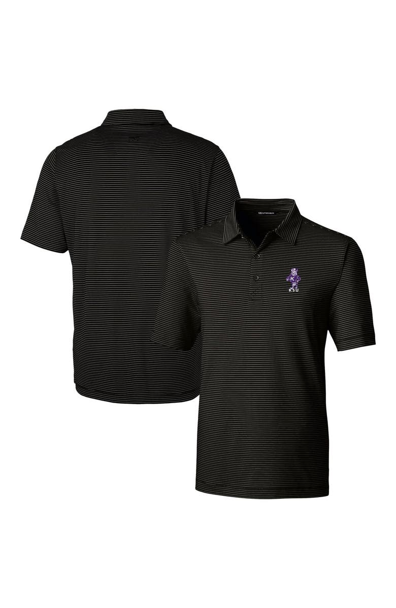Cutter & Buck Men's Cutter & Buck  Black Kansas State Wildcats Vault Forge Pencil Stripe Stretch Polo, Alternate, color, 