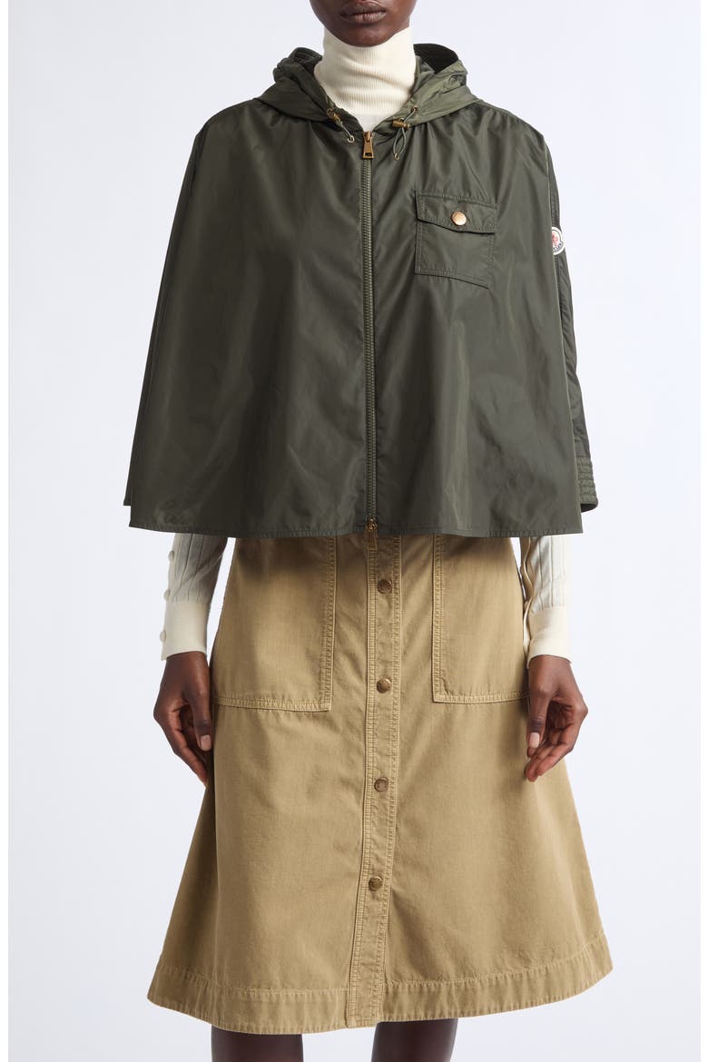 Hooded Nylon Cape, Main, color, MILITARY GREEN