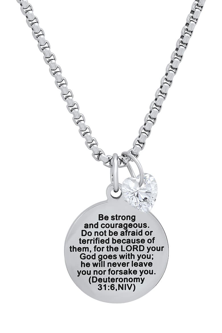 Swarovski Crystal Charm & Stamped Pendant Neckalce, Main, color, METALLIC