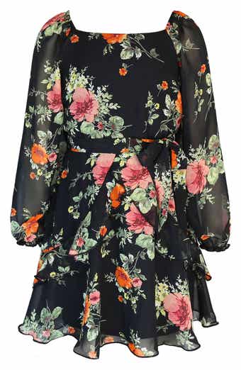 Zunie Kids' Floral Chiffon Dress