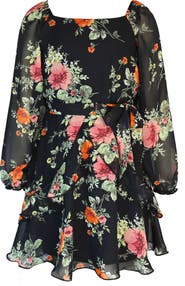 Zunie Kids' Floral Chiffon Dress