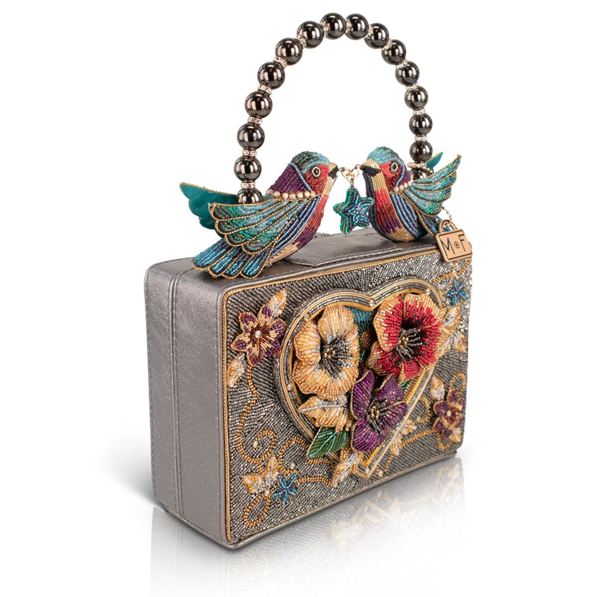 Fluttering Heart Top Handle Handbag, Alternate, color, Gunmetal