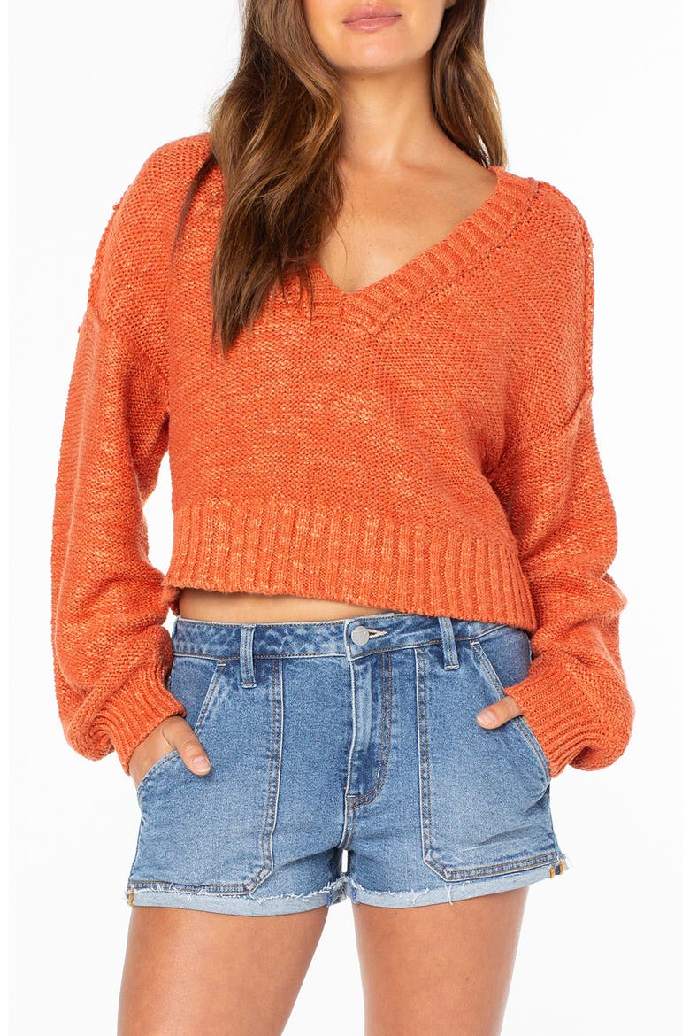 Study Hall V-Neck Sweater, Main, color, GINGER SPICE