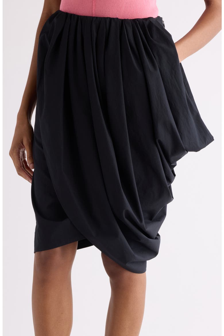 Draped Organic Cotton Poplin Skirt, Alternate, color, BLACK