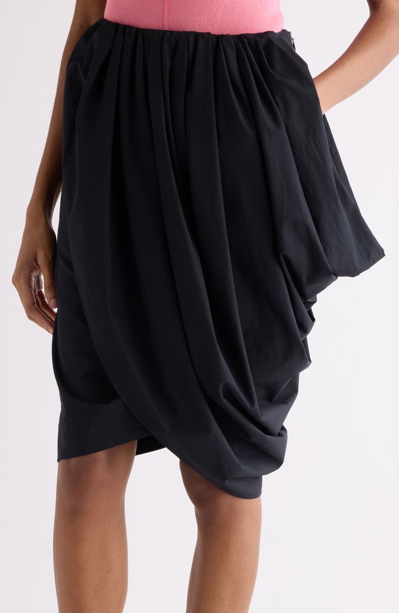 Chloé Draped Organic Cotton Poplin Skirt, Alternate, color, Black