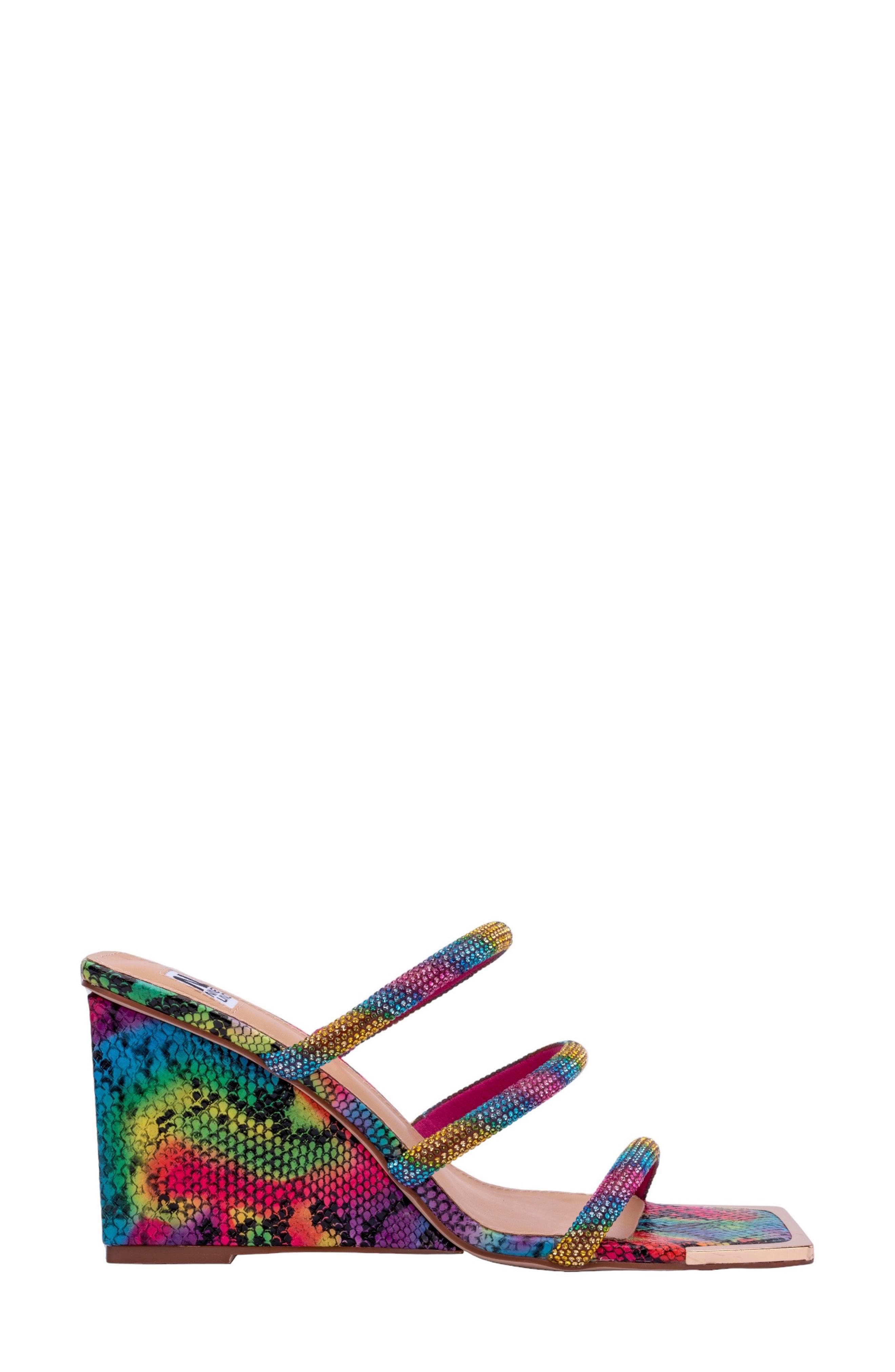 NINETY UNION Angel Snake Embossed Wedge Heel Sandal, Alternate, color, Rainbow