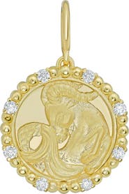 Lionheart 14K Gold Capricorn Diamond Bead Zodiac Medallion