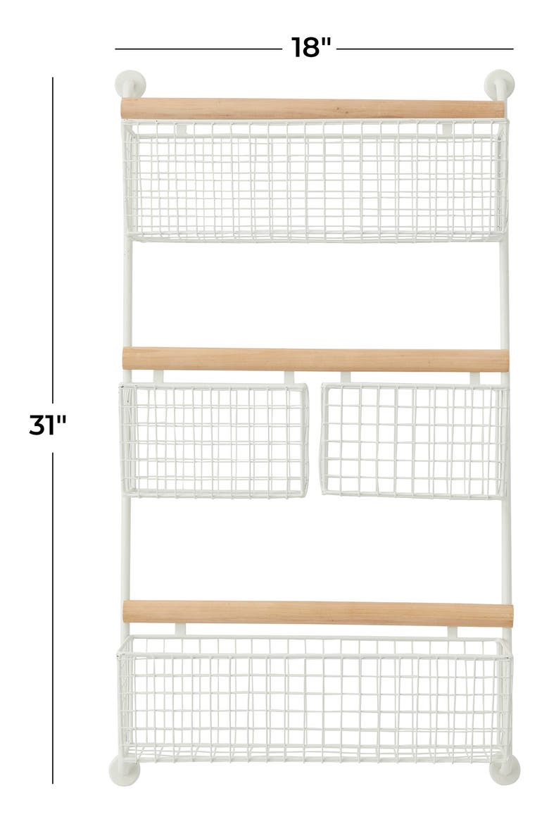 White Metal Wall Mounted Hanging Basket Magazine Rack Holder, Alternate, color, WHITE