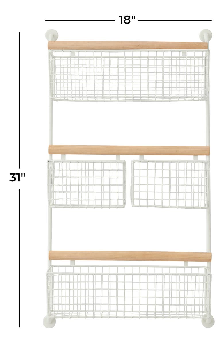 SONOMA SAGE HOME White Metal Wall Mounted Hanging Basket Magazine Rack Holder, Alternate, color, White