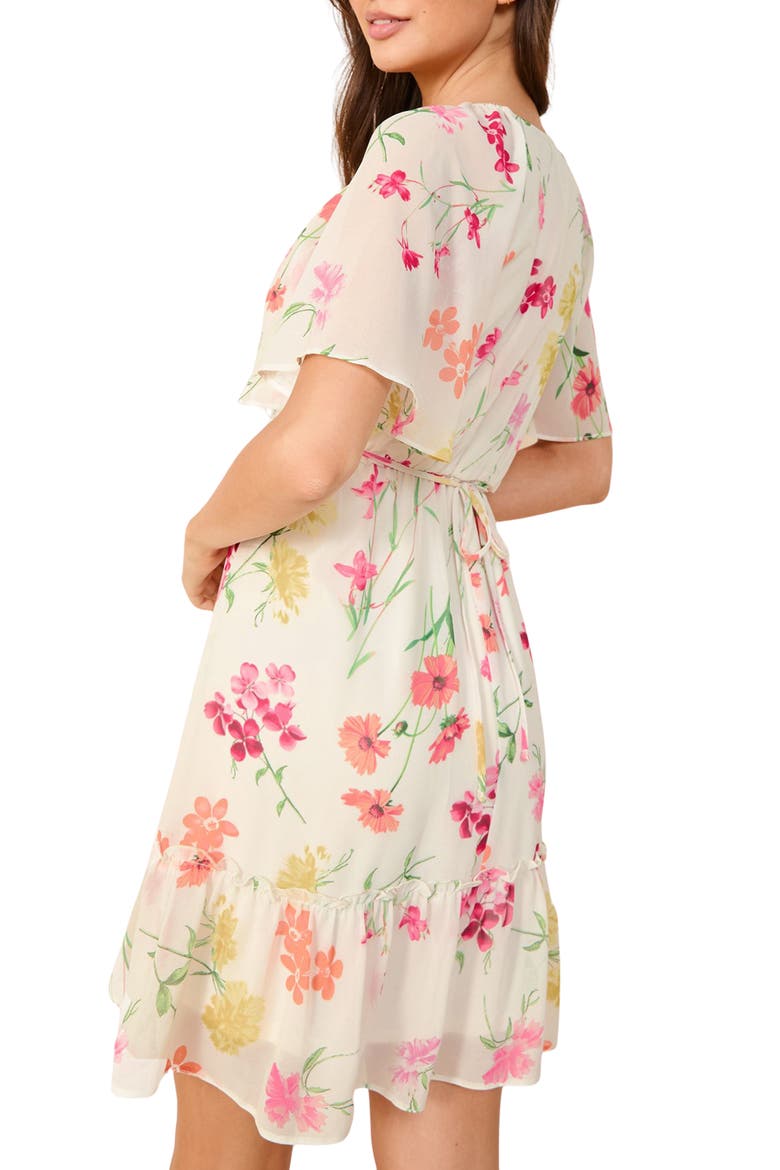 Floral Chiffon Minidress, Alternate, color, WHITE