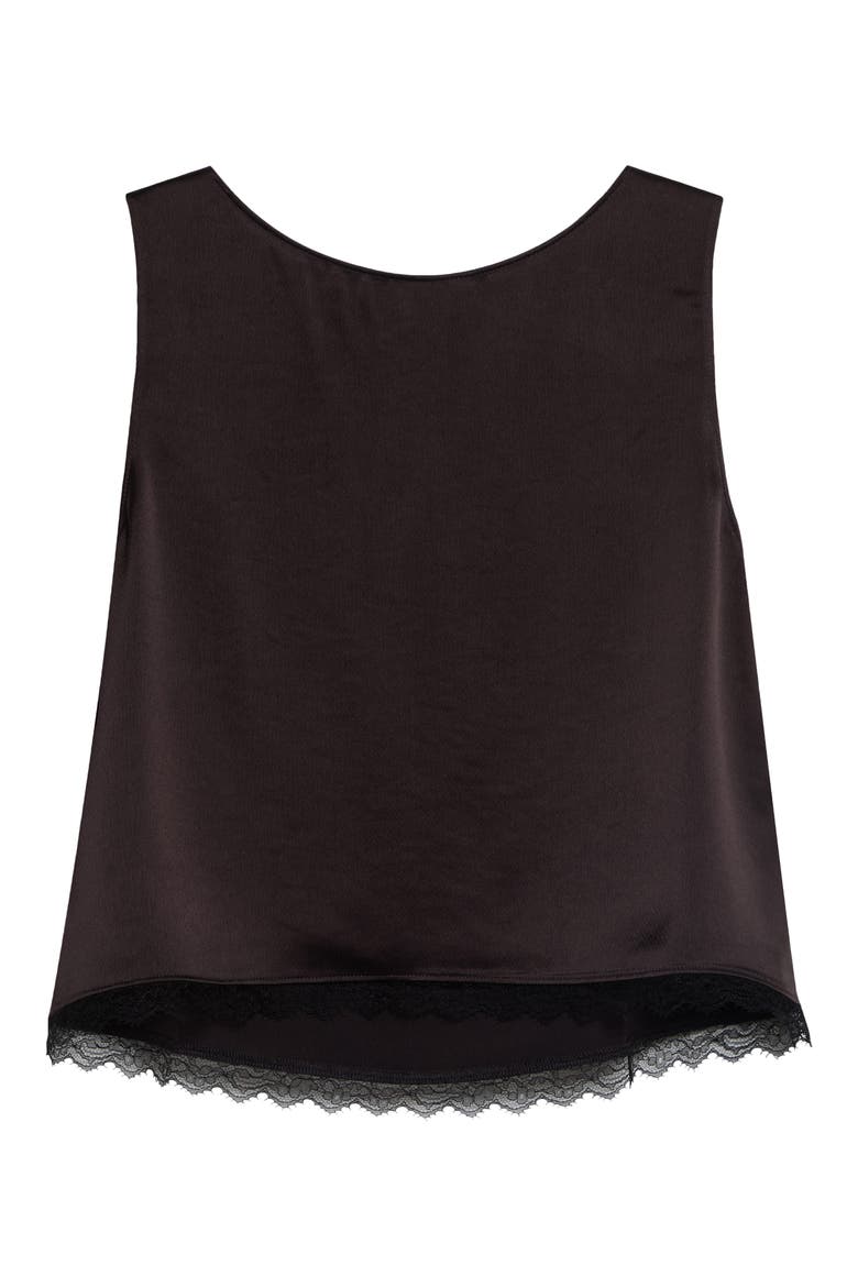 Barb Lace Trim Sleeveless Satin Top, Alternate, color, CHOCOLATE