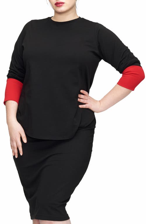 Universal Standard Rhine Colorblock Cuff Top In Black