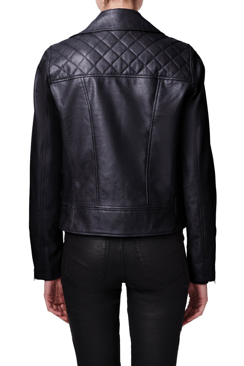 Faux Leather Biker Jacket, Alternate, color, BLACK