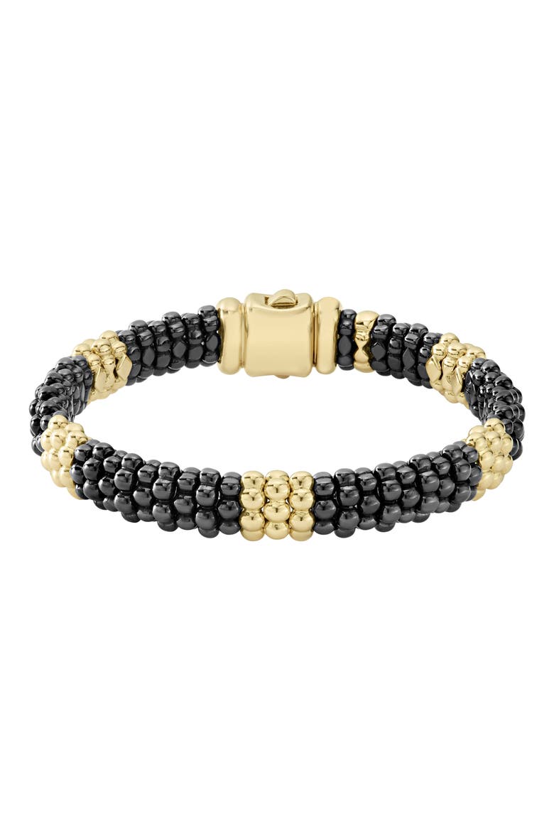 Gold & Black Caviar Station Bracelet, Main, color, GOLD