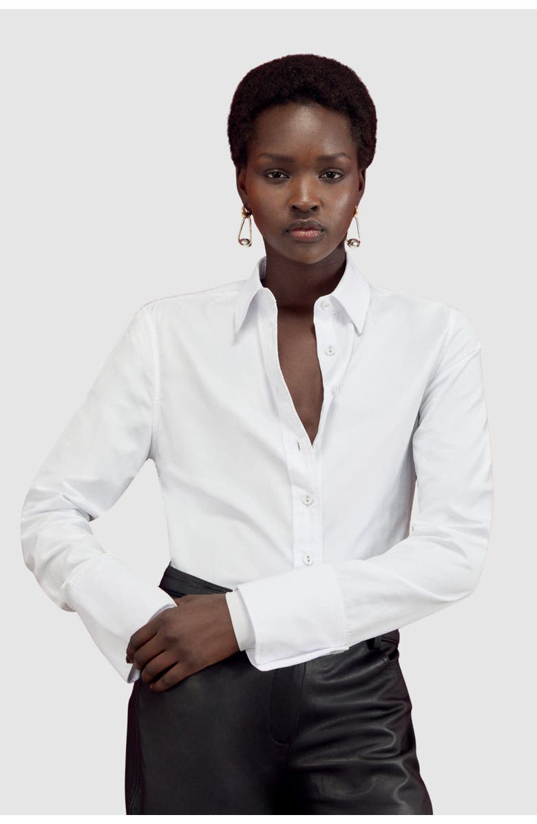 Karen Millen Cotton Woven Buttoned Shirt, Main, color, White