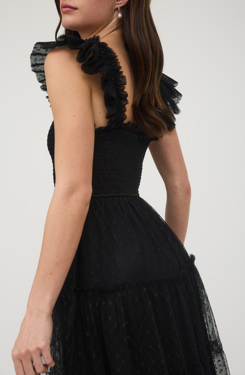 Blu Pepper Mesh Smocked Tiered Midi Dress, Alternate, color,