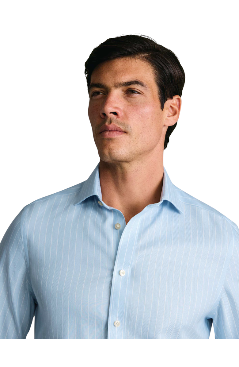 Charles Tyrwhitt Non-iron Striped Herringbone Shirt, Alternate, color, Light Blue