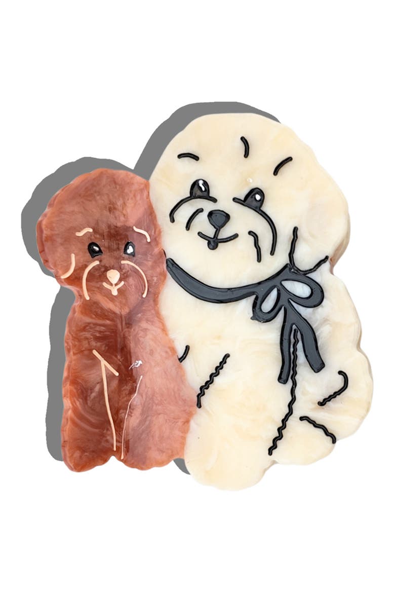 Puppy Friends Hair Claw Clip, Main, color, BROWN