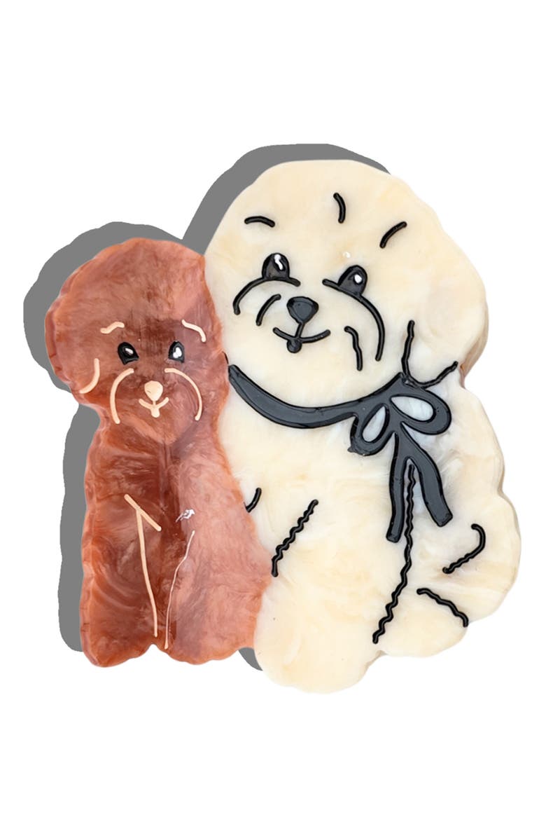 Solar Eclipse Puppy Friends Hair Claw Clip, Main, color, Brown