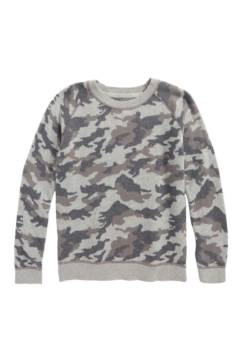 Camo Print Sweater, Main, color, GREY ALLOY CAMO