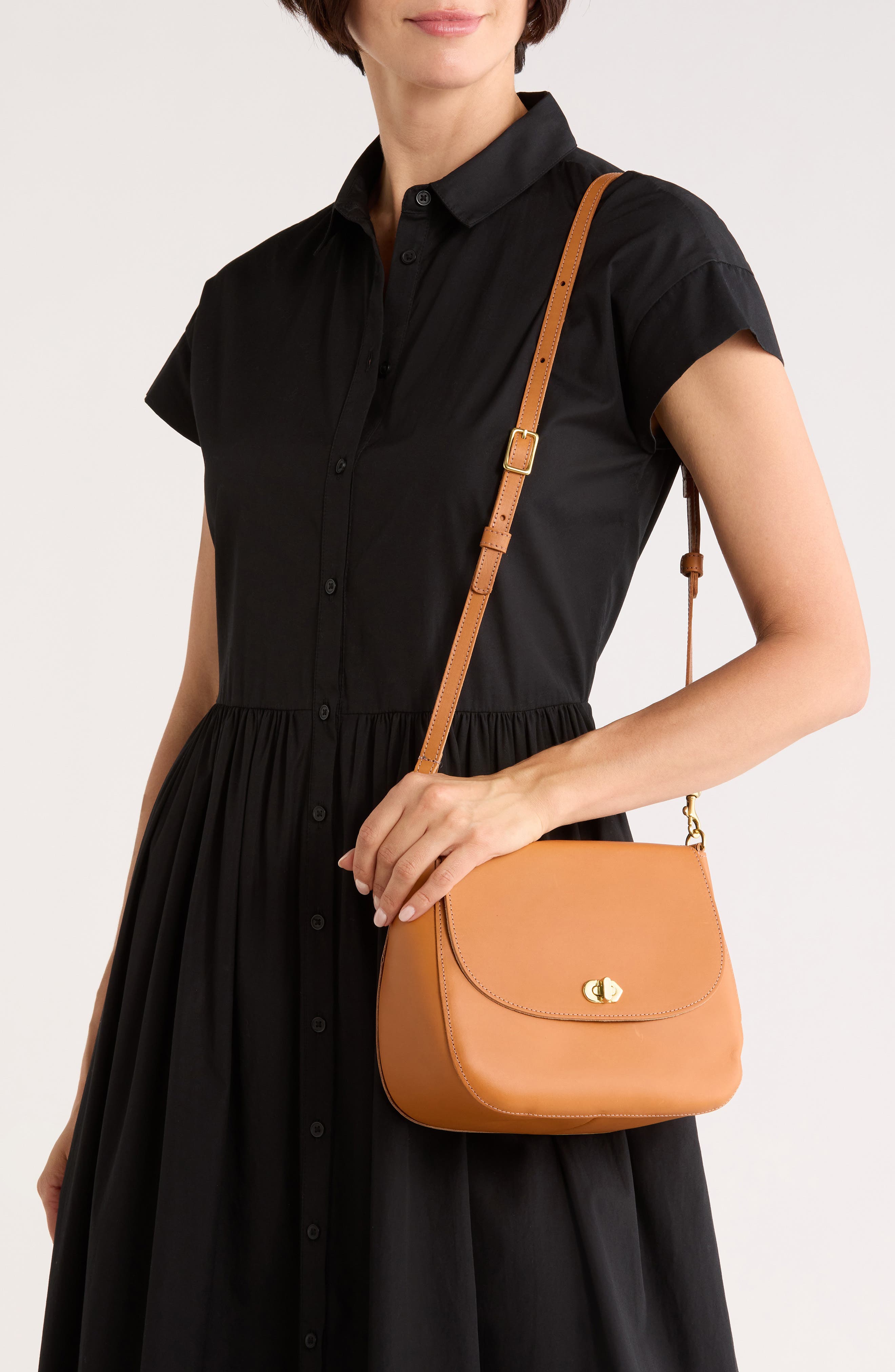 Clare V. Louis Leather Crossbody Bag, Alternate, color, Cuoio