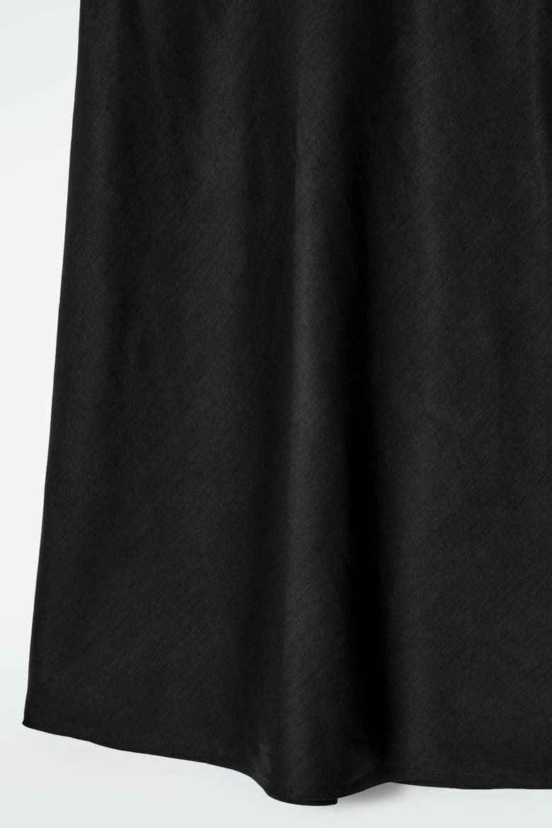 Linen-Blend Midi Column Skirt, Alternate, color, BLACK