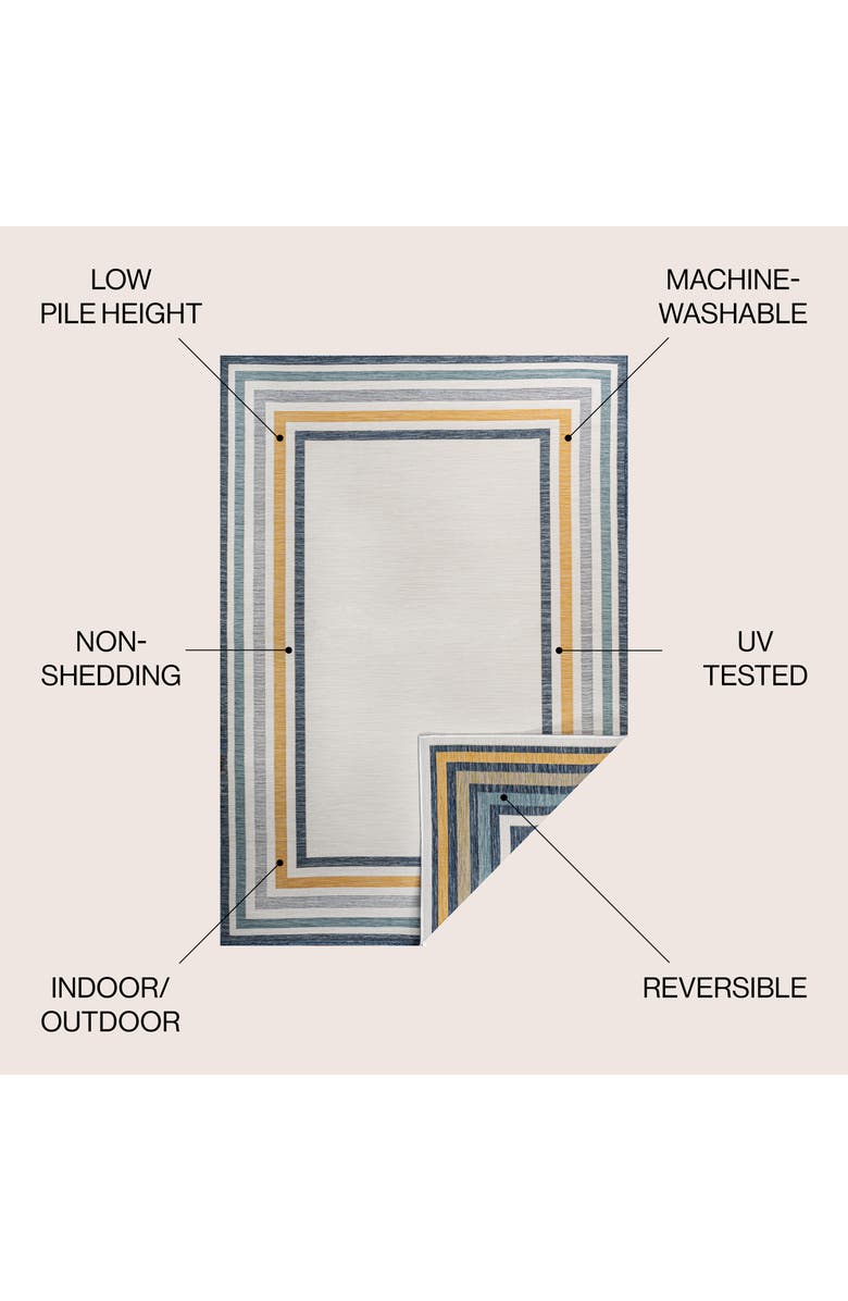 JONATHAN Y Pollux Classic Coastal Mitred Stripe Reversible Machine-Washable Indoor/Outdoor Area Rug, Alternate, color, Cream/Navy