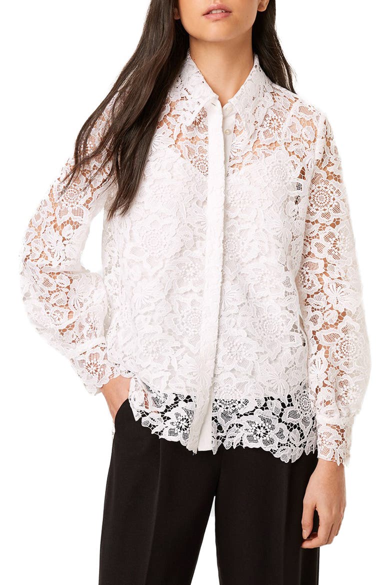 Amalie Lace Blouse, Main, color, LINEN WHITE