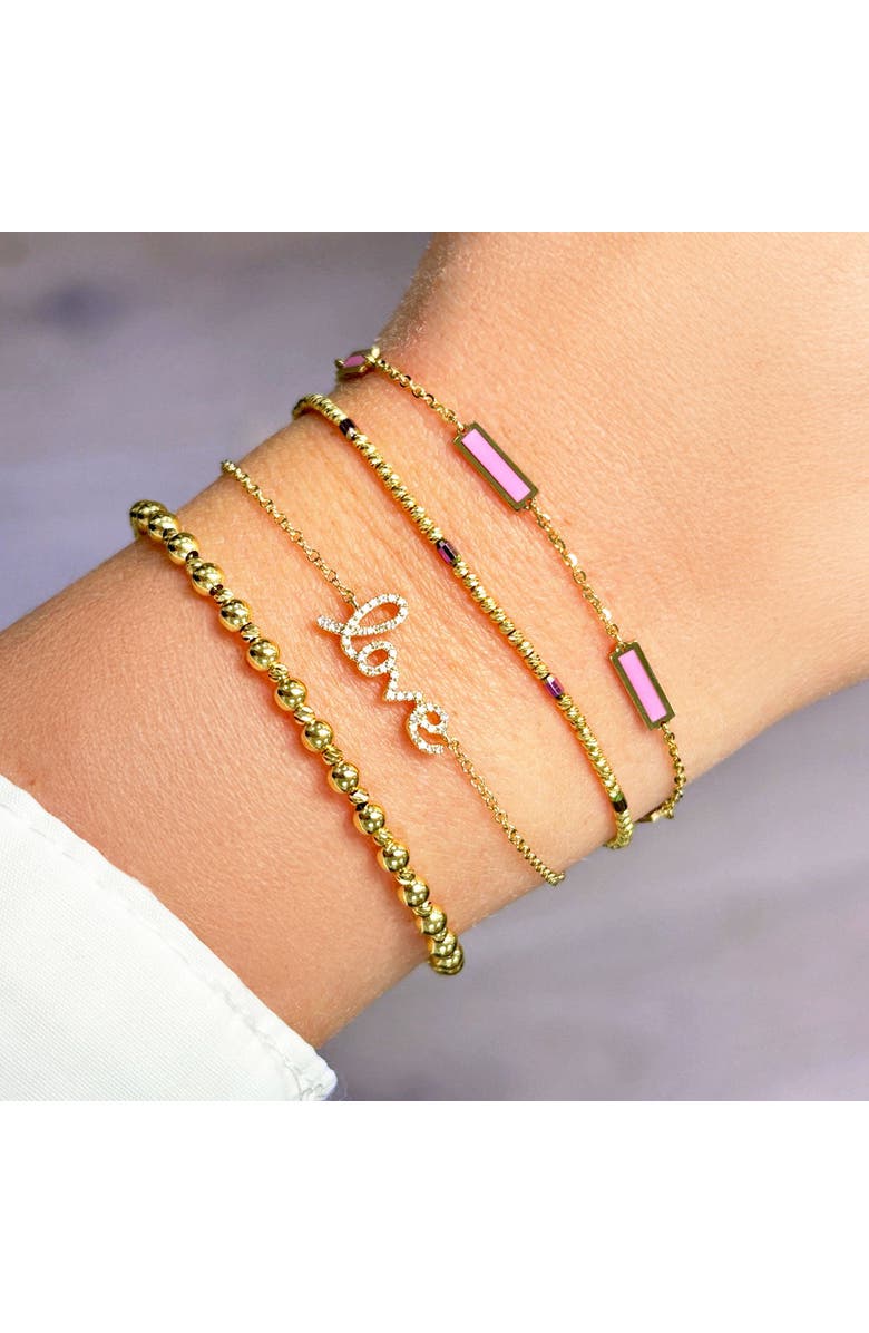 The Lovery Fine Jewelry Pink and Gold Sparkle Cut Adjustable Bead Bracelet, Alternate, color, Pink