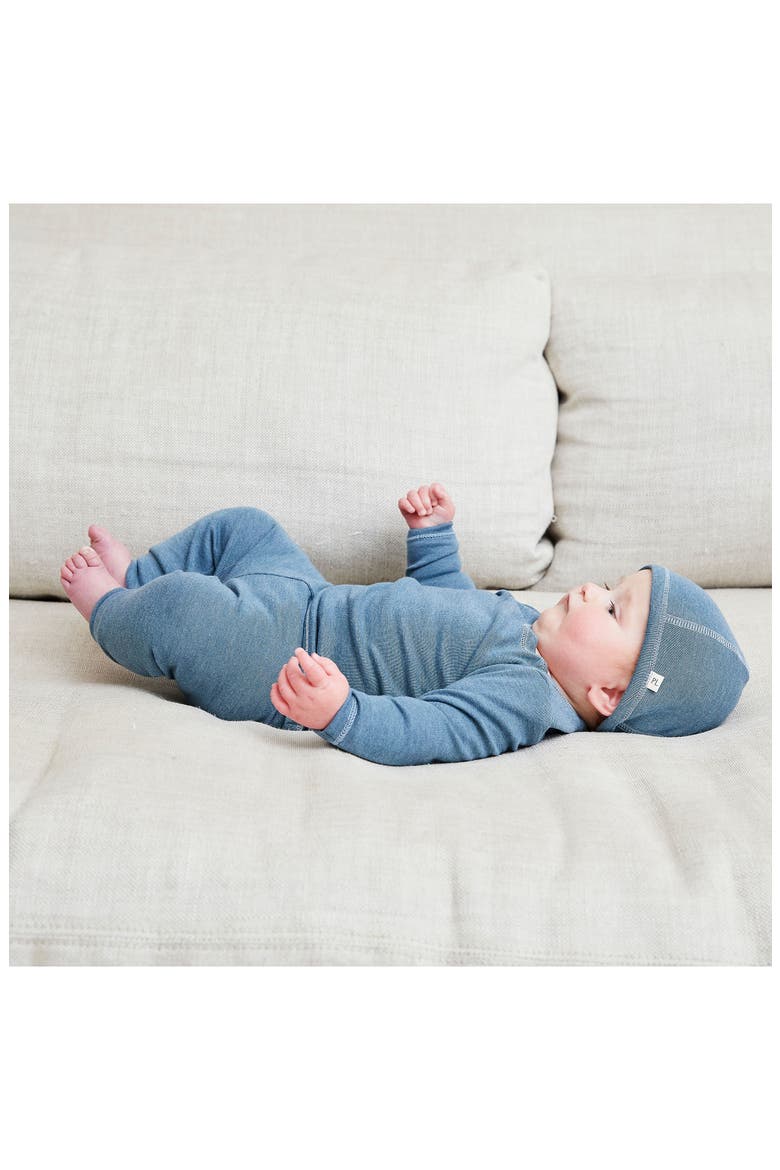 Rib Long Sleeve Top, Leggings & Hat Set, Alternate, color, BLUE