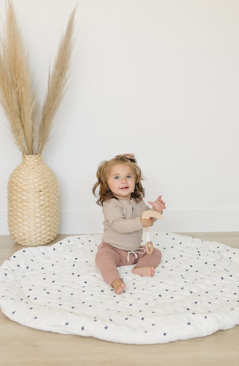 Poppyseed Play Extra Padded Round Play Mat, Alternate, color, Black Squiggle Dot