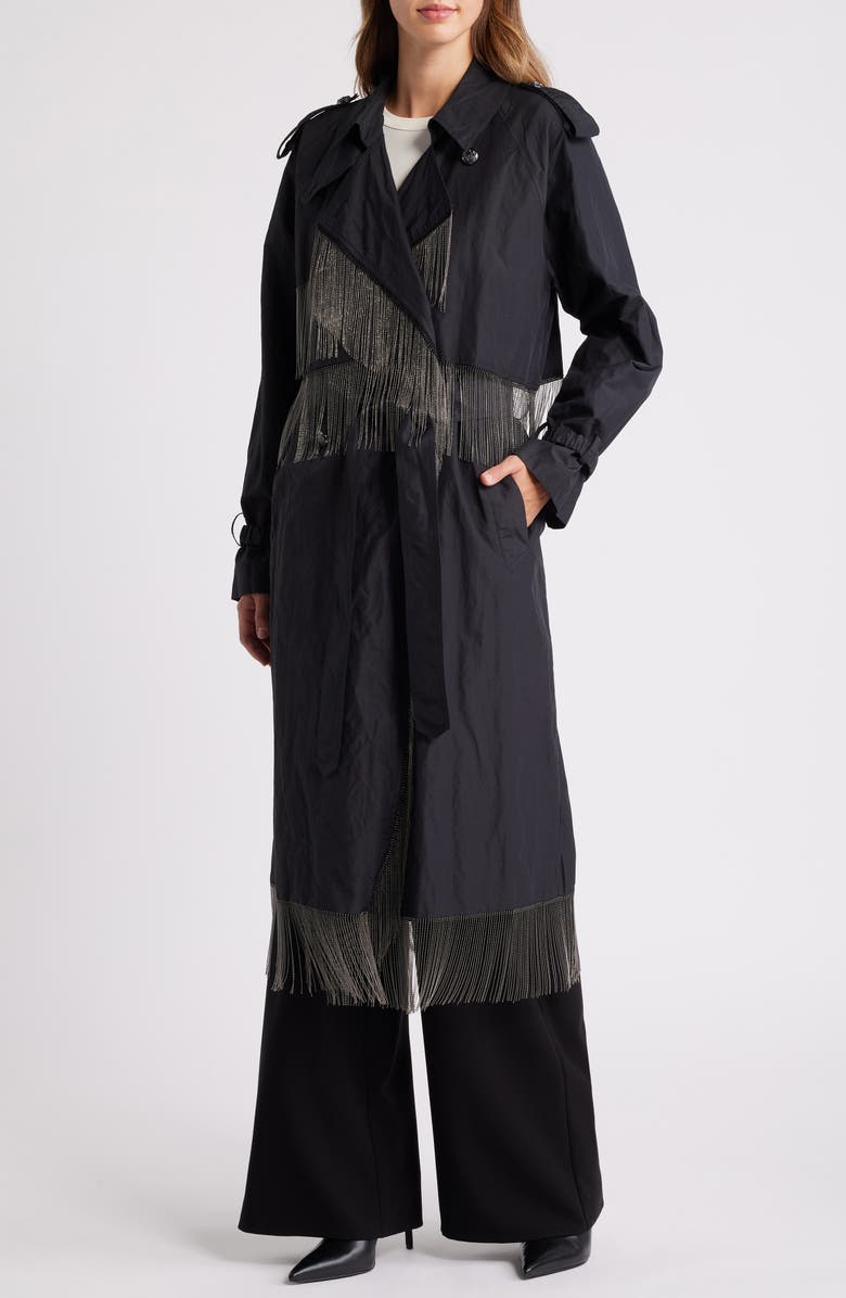 KOBI HALPERIN Orly Chain Fringe Trench Coat, Main, color, 