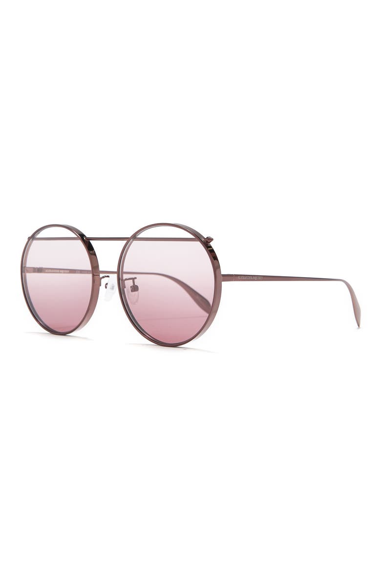 Alexander McQueen 60mm Round Sunglasses, Alternate, color, BROWN BROWN PINK/GDR